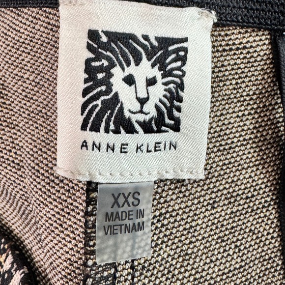 ANNE KLEIN Womens XXS Plaid Pants Black Gold Straight Leg Stretch Slim Fit New - Picture 9 of 15